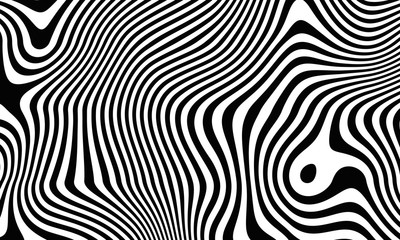 Fototapete - Abstract black and white geometric lines zebra. 3d background pattern. iIlustration for print