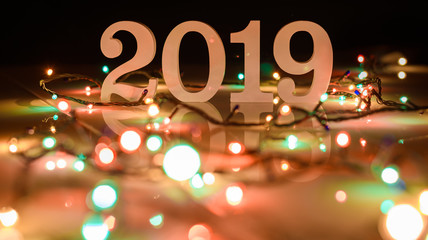 Wall Mural - Happy new year 2019, Christmas and New Year background