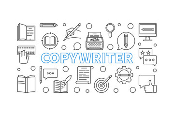 Poster - Copywriter vector outline illustration or banner