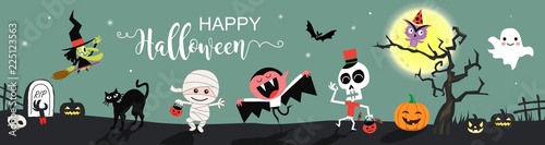 Happy Halloween greetings template vector. Vector illustration. Poster Mural XXL