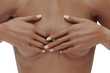 © PixlMakr - Beautiful tanned woman covers her breasts with her hands