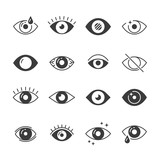 Fototapeta  - Eye icons. Human eyes, vision and view signs. Visible, sleep and observe vector symbols