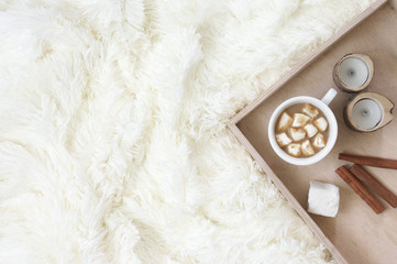 Canvas Print - Breakfast in tray on blanket