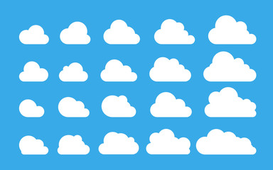 Wall Mural - cloud. abstract white cloudy set isolated on blue background. vector illustration
