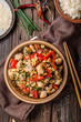 Homemade kung pao chicken stir fry food