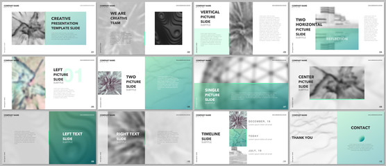 Wall Mural - Minimal presentations design, portfolio vector templates with elements on white background. Multipurpose template for presentation slide, flyer leaflet, brochure cover, report, marketing, advertising.