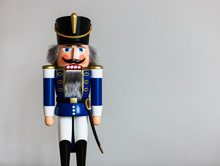 Handmade Wooden Nutcracker Figurine - Soldier In Blue Uniform, A Typical Christmas Decoration
