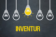 Inventur / Tafel mit Glühbirnen