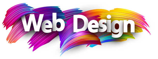 web design paper poster with colorful brush strokes.