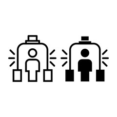 Poster - Metal detector line and glyph icon. Scanner vector illustration isolated on white. Airport security outline style design, designed for web and app. Eps 10.