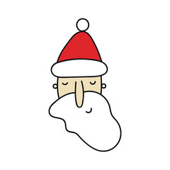 Wall Mural - New Year card with cute hand drawn Santa face. Cute and fun vector illustration