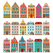 Set of european colorful old houses
