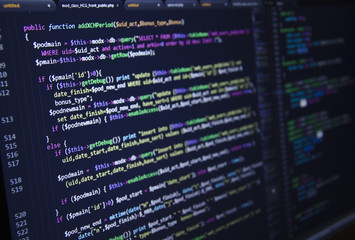software developer programming code. abstract computer script code. programming code screen of softw