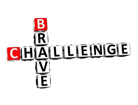 3D Rendering Crossword Breave Challenge over white background