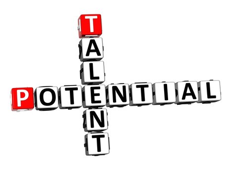 3D Rendering Crossword Talent Potential text over white background