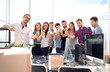 © ASDF - smiling business team standing in new office