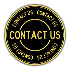 Poster - Gold and black color sticker in word contact us on white background