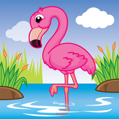Obraz na płótnie kreskówka zwierzę flamingo ptak