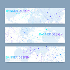 Fototapete - Vector banners set hi-tech digital technology and engineering background. Digital telecom technology concept. Vector abstract futuristic background