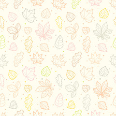 Poster - Different leaves silhouettes autumn seamless pattern