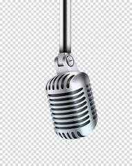 Fototapete - metal shining microphone vector illustration. vector object isolated on transparent background