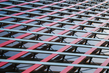 Wall Mural - Abstract view of a fragment of modern building of glass and metal as background