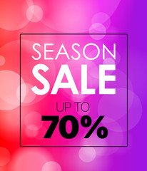 Aufkleber - Season discount vector banner. Vector blured background with the frame and text