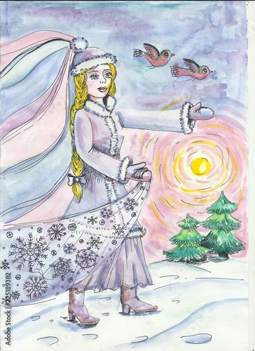 Dekoracja na wymiar  ilustracja-s-nowy-rok-dla-dzieci-snow-maiden