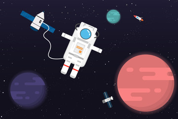 Wall Mural - astronaut with planet design.vector and illustration