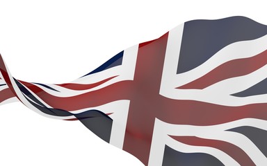 Waving flag of the Great Britain. British flag. United Kingdom of Great Britain and Northern Ireland. State symbol of the UK. 3D illustration