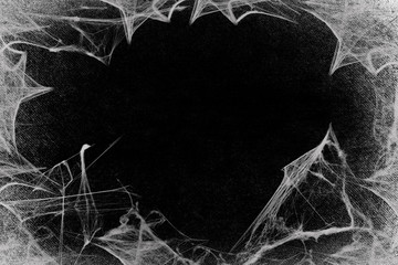Wall Mural - Spiderwebs isolated on black grunge background. Cobweb in the corner.  Halloween party. Gothic style. Halloween decoration. Copy space