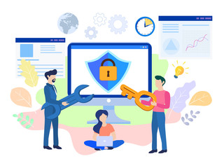Poster - Concept are Internet, data security Access, protection, Computer with shield and lock, vector illustration, web banners, web sites, printed materials, infographics. Privacy Protection Antivirus hack