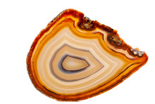 Macro Mineral Stone Yellow, Brown Agate Breed A White Background