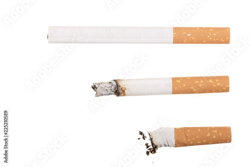 Fotografija cigarette isolated on white background. Top view