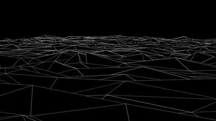 Poster - Abstract wireframe landscape. Abstract mesh landscapes. Polygonal mountains. 3D illustration.