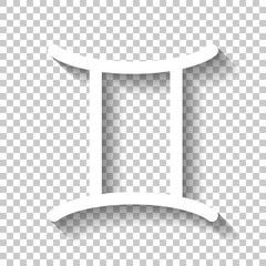 Poster - Astrological sign. Gemini simple icon. White icon with shadow on
