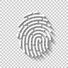 Poster - Fingerprint. Simple icon for logo or app. White icon with shadow