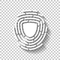 Poster - shield in fingerprint. logo of protect private id. security icon