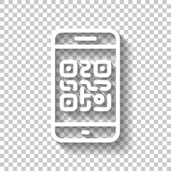 Poster - QR code. Scanning with cell phone. Technology outline icon. Whit