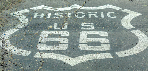 Fotografia, Obraz Closeup of street sign on historic route 66 in Barstow, Mojave desert