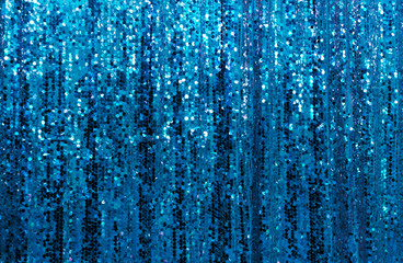 Wall Mural - Beautiful blue glitter Sparkling sequined curtain background