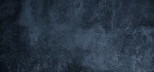 Panoramic Abstract Grunge Dark Blue Background With Copy Space
