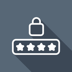 Poster - Pin code and lock. Simple icon. White flat icon with long shadow