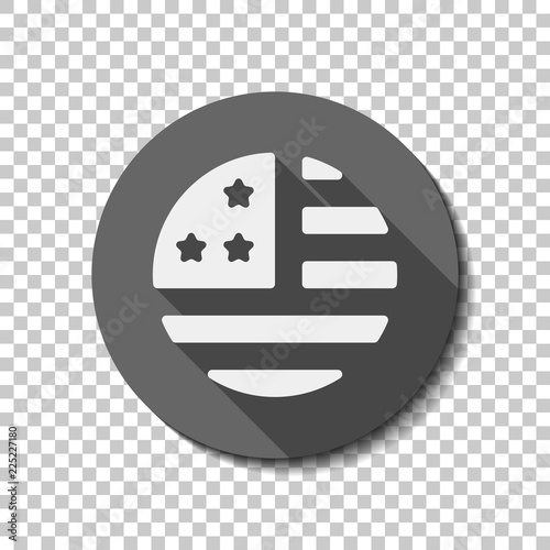 Simple Usa Flag Icon Round Shape Flat Icon Long Shadow Circle