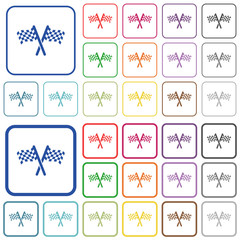 Poster - Two chequered flags outlined flat color icons