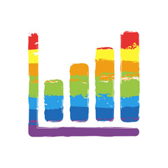 Poster - Growing graph line icon. Drawing sign with LGBT style, seven colors of rainbow (red, orange, yellow, green, blue, indigo, violet