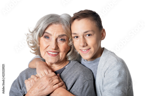 Fotografia Portrait of happy grandmother and grandson hug