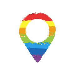 Aufkleber - Map label icon. Drawing sign with LGBT style, seven colors of rainbow (red, orange, yellow, green, blue, indigo, violet