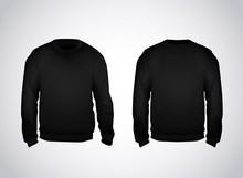 Black Men's Sweatshirt Template Front And Back View. Hoodie For Branding Or Advertising.