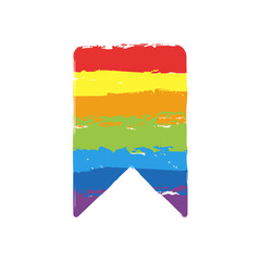 Poster - simple bookmark icon. Drawing sign with LGBT style, seven colors of rainbow (red, orange, yellow, green, blue, indigo, violet